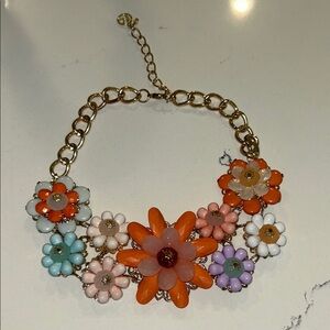 Orange and Pink Floral Statement Necklace